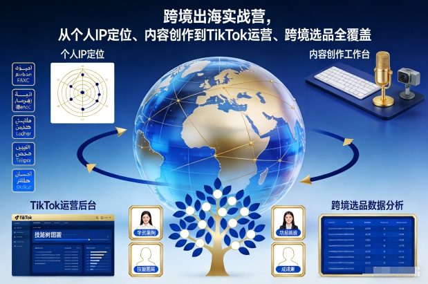 跨境出海实战营，从个人IP定位、内容创作到TikTok运营、跨境选品全覆盖-赚百科