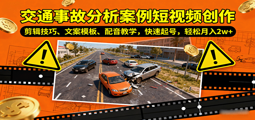 图片[1]客创社区-专注互联网轻资产资源整合与分享交通事故分析案例短视频创作，剪辑技巧、文案模板、配音教学，快速起号，轻松月入2w+客创社区-专注互联网轻资产资源整合与分享客创社区-专注互联网轻资产资源整合与分享