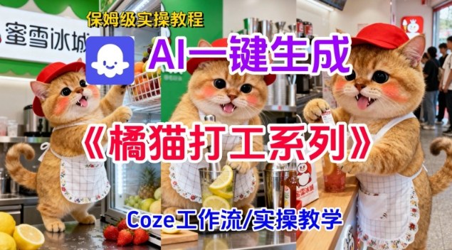 Coze扣子工作流一键生成胖橘猫打工短视频，保姆级实操搭建教学-赚百科