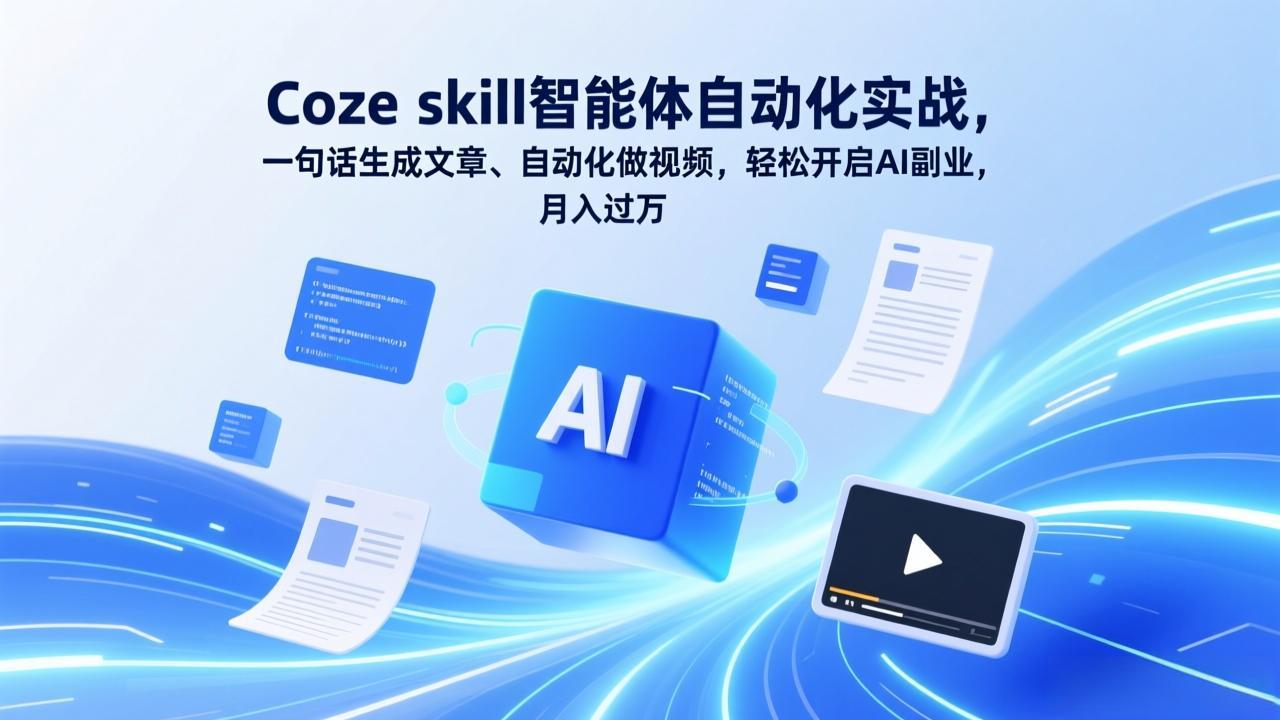 Coze skill智能体自动化实战,一句话生成文章、自动化做视频,轻松开启AI副业,月入过万-赚百科