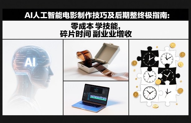 AI人工智能电影制作技巧及后期完整终极指南：零成本学技能，碎片时间副业增收-赚百科