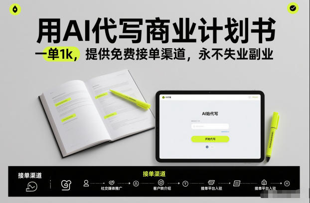 用AI代写商业计划书，一单1k，提供免费接单渠道，永不失业副业-赚百科