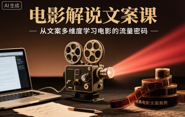 电影解说文案课，从文案多维度学习电影的流量密码-赚百科