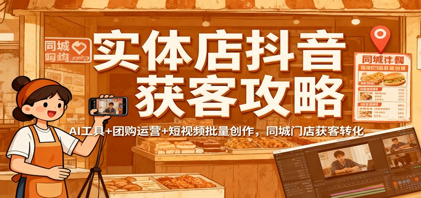 实体店抖音获客攻略：AI工具+团购运营+短视频批量创作，同城门店获客转化-赚百科
