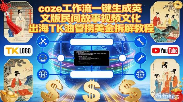 Coze扣子工作流一键生成英文版民间故事视频，文化出海TK油管捞美金拆解教程-赚百科