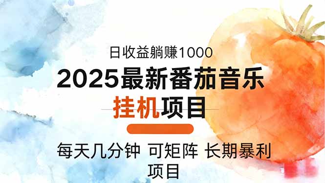 2025年最新番茄音乐人挂机项目，每天几分钟，月入1000＋，可矩阵，一台…-赚百科