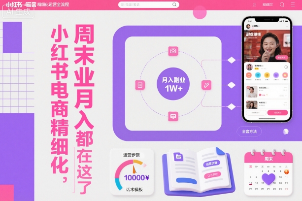 小红书电商精细化运营全流程，周末副业月入1W+，全套方法都在这了-赚百科