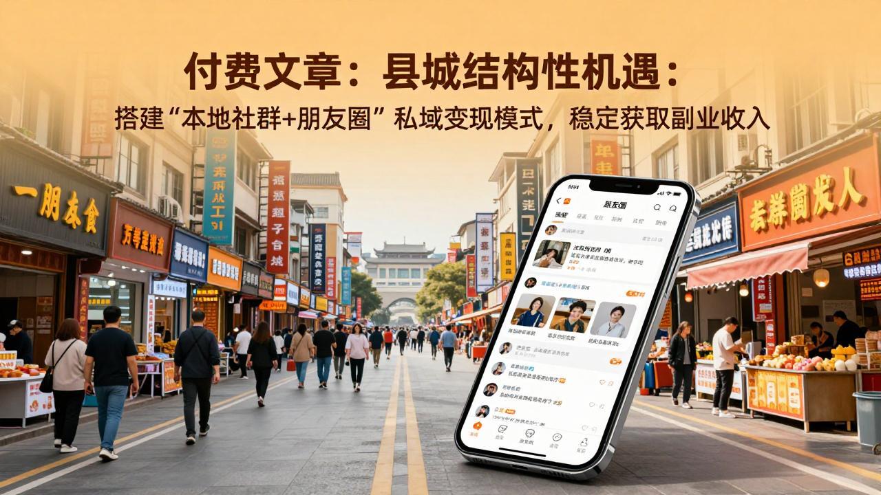 付费文章：县城结构性机遇：搭建“本地社群+朋友圈”私域变现模式，稳定获取副业收入-赚百科