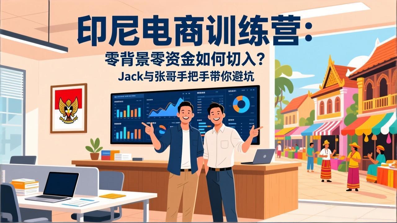 印尼电商训练营：零背景零资金如何切入？Jack与张哥手把手带你避坑-赚百科