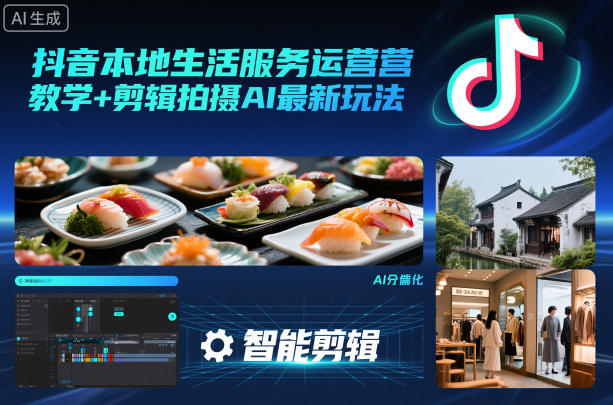 抖音本地生活服务运营教学+剪辑拍摄AI最新玩法-赚百科