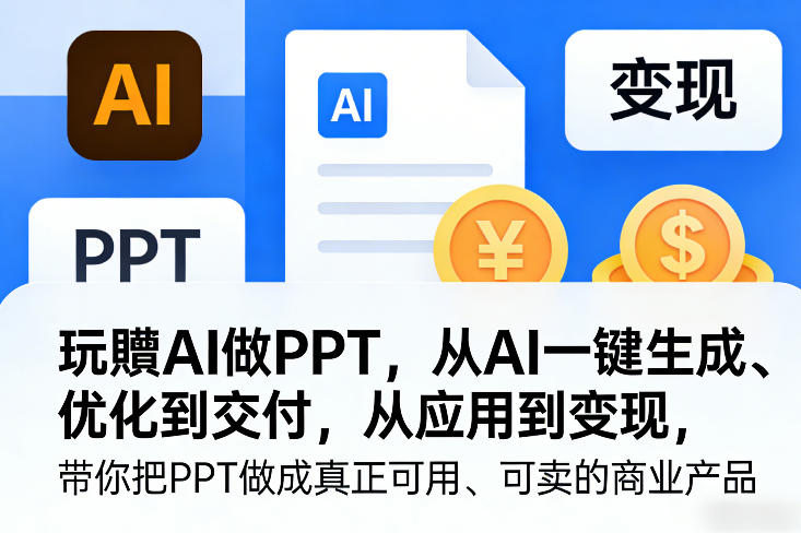 玩賺AI做PPT，从AI一键生成、优化到交付，从应用到变现，带你把PPT做成真正可用、可卖的商业产品-赚百科