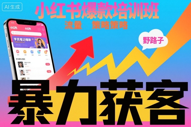 小红书爆款培训班,小红书获客野路子流量打法,暴力持续获客-赚百科