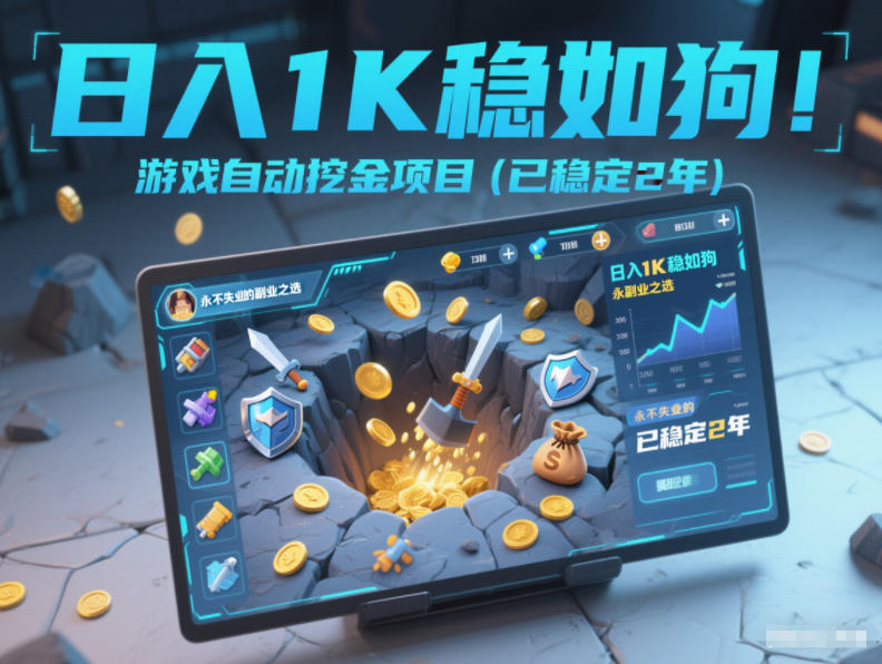 日入1K稳如狗！游戏自动挖金项目(已稳定2年)，永不失业的副业之选【揭秘】-赚百科