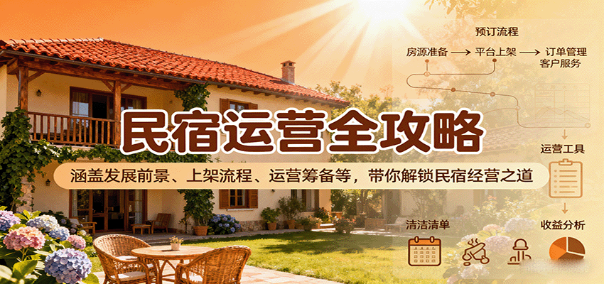 民宿运营全攻略:涵盖发展前景、上架流程、运营筹备等,带你解锁民宿经营之道-赚百科