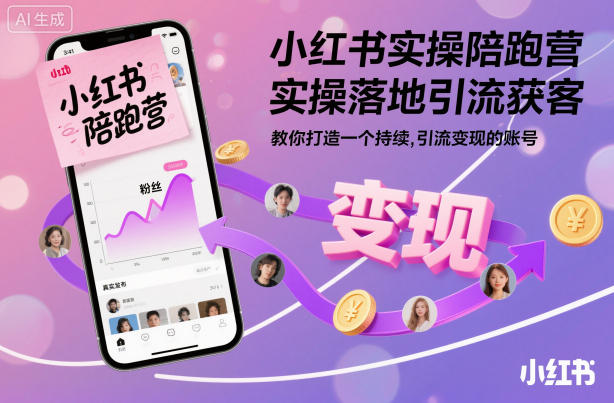 小红书实操陪跑营，实操落地引流获客，教你打造一个持续引流变现的账号-赚百科