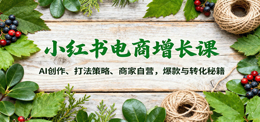 小红书电商增长课：AI创作、打法策略、商家自营，爆款与转化秘籍-赚百科