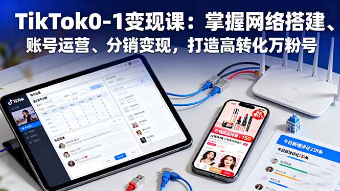 TikTok0-1变现课：掌握网络搭建、账号运营、分销变现，打造高转化万粉号-赚百科