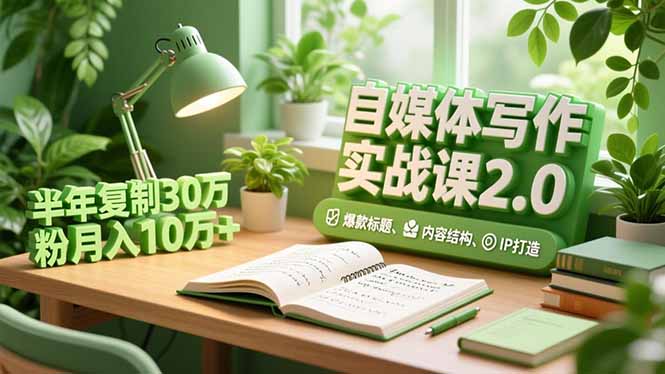 自媒体写作实战课2.0,爆款标题、内容结构、IP打造,半年复制30万粉月入10万+-赚百科
