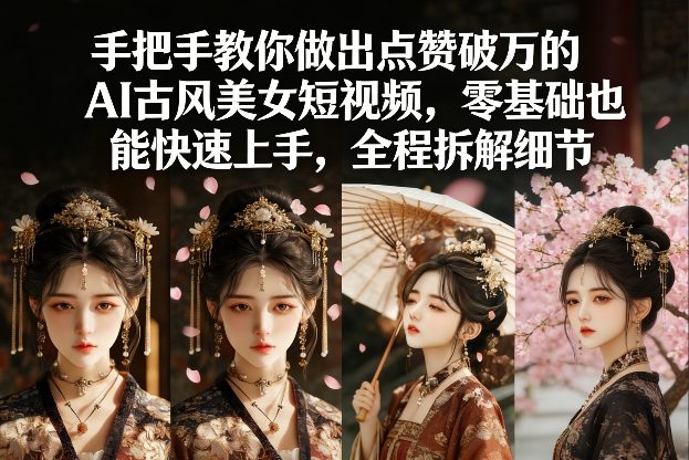 手把手教你做出点赞破万的AI古风美女短视频,零基础也能快速上手,全程拆解细节-赚百科