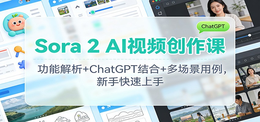 Sora 2 AI视频创作课：功能解析+ChatGPT结合+多场景用例，新手快速上手-赚百科