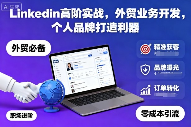 Linkedin高阶实战，外贸业务开发，个人品牌打造利器-赚百科