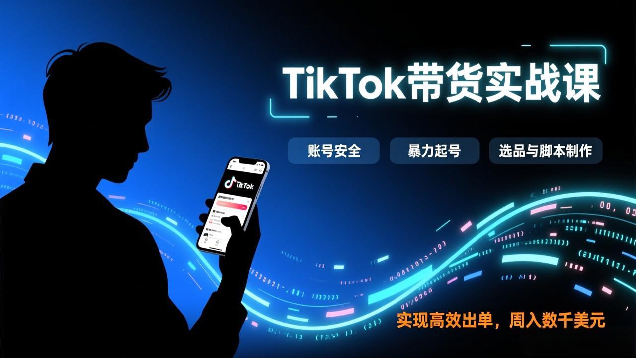 TikTok带货实战课，涵盖账号安全、暴力起号、选品与脚本制作，实现高效出单，周入数千美元-赚百科