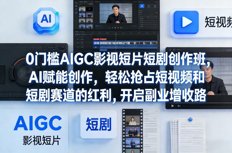 0门槛AIGC影视短片短剧创作班，AI赋能创作，轻松抢占短视频和短剧赛道的红利，开启副业增收路-赚百科