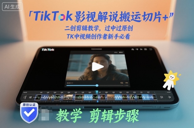 TikTok影视解说搬运切片+二创剪辑教学，过中过原创，TK中视频创作者新手必看-赚百科
