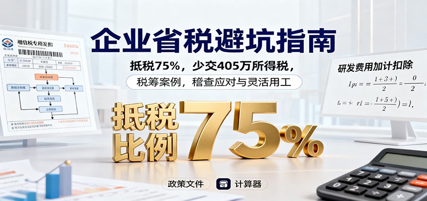 企业省税避坑指南：抵税75%，少交405万所得税，税筹案例，稽查应对与灵活用工-赚百科