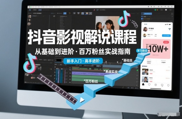 抖音百万粉丝影视解说课程，基础到进阶课，适合新手和进阶学习-赚百科