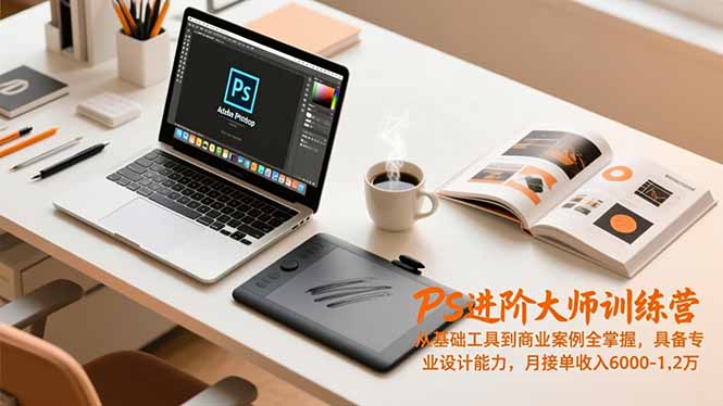 PS进阶大师训练营，从基础工具到商业案例全掌握，具备专业设计能力，月接单收入6000-1.2万-赚百科