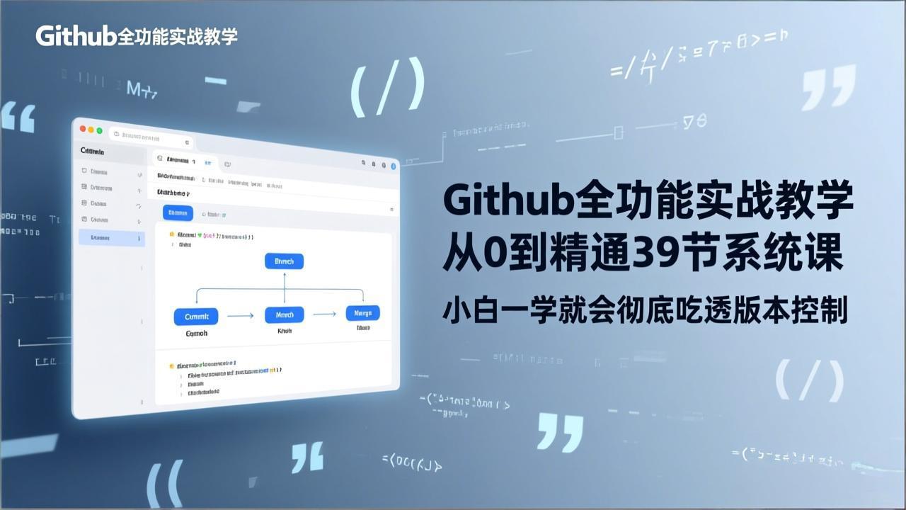 GitHub-全功能实战教学，从0到精通39节系统课，小白一学就会彻底吃透版本控制-赚百科