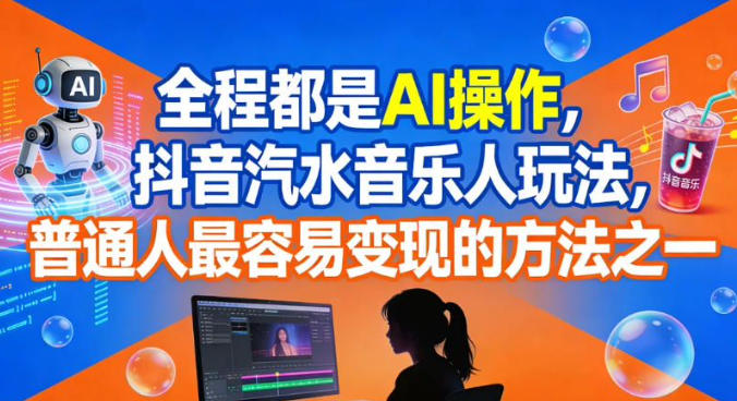 全程都是AI操作,抖音汽水音乐人玩法,普通人最容易变现的方法之一-赚百科