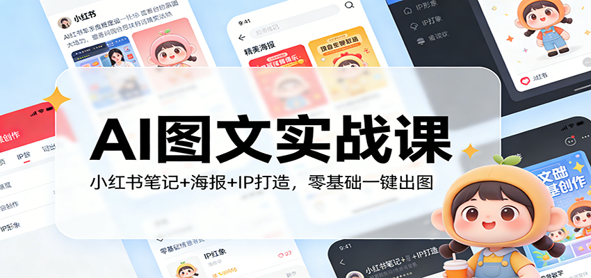 AI图文实战课：小红书笔记+海报+IP打造，零基础一键出图-赚百科